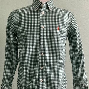 RALP LAUREN WHITE GREEN STRIPED SIZE M 10/12 100% COTTON